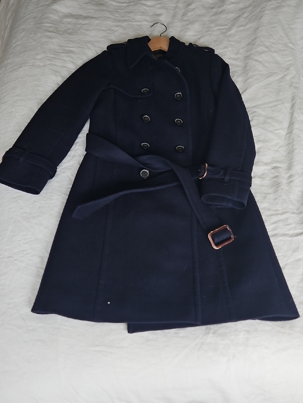 JCrew Wool Icon Trench Petite 2 In Navy